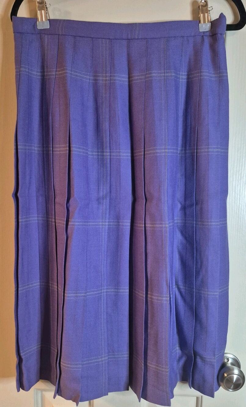 VTG The Edinburgh Woollen Mill Purple Pleated Midi Kilt Skirt Size 16 (L/XL)